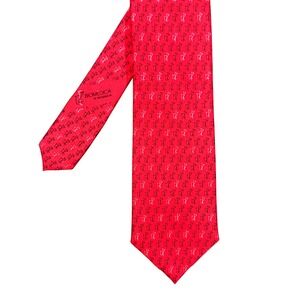 Pineda Covalin Red Silk Geometric Print Luxury Necktie Mens OS